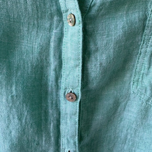 Rachel Zoe XL Linen Mint Green Button Up Top Beach Vacation Lightweight Boxy - Picture 5 of 11